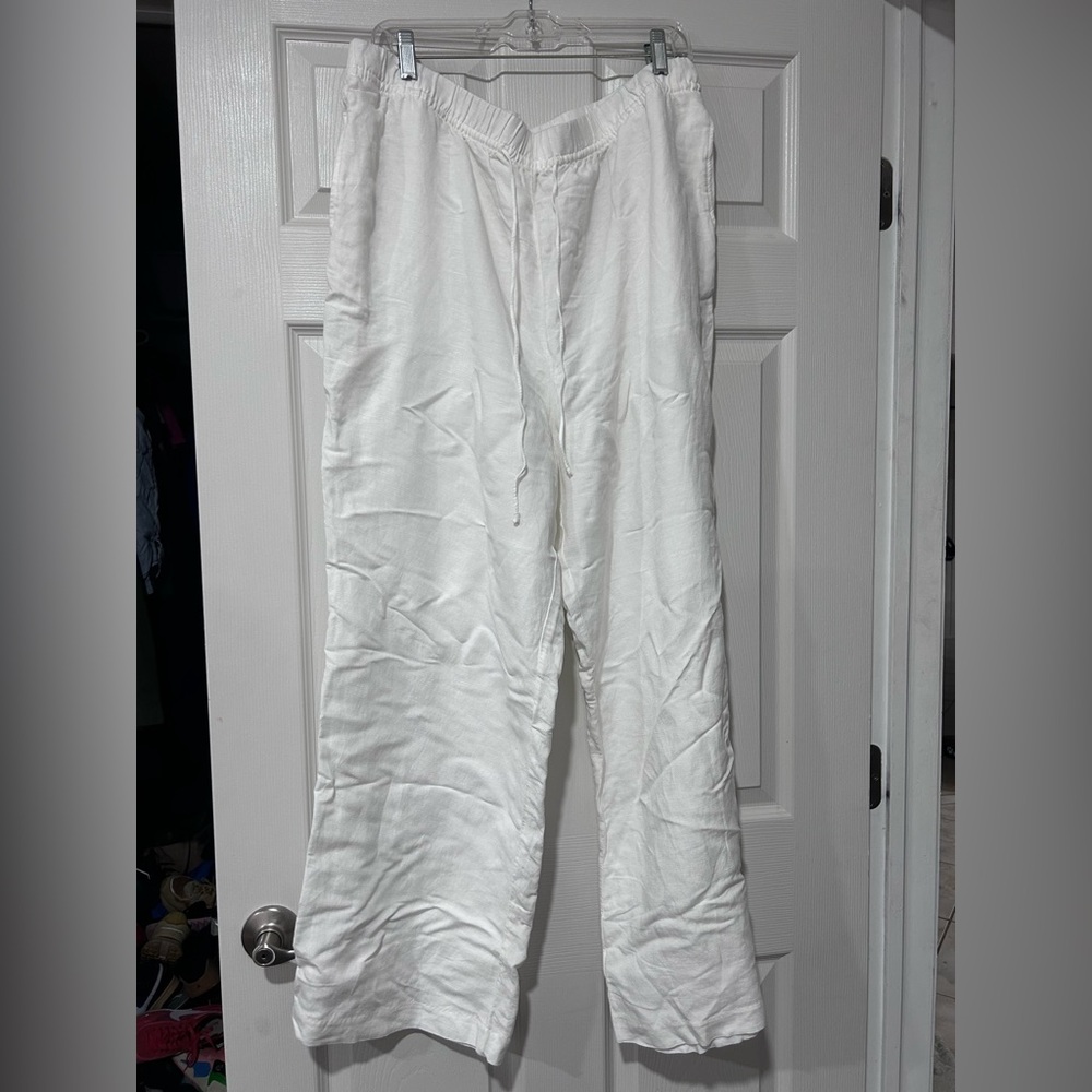 H&M Linen Blend White Pants
